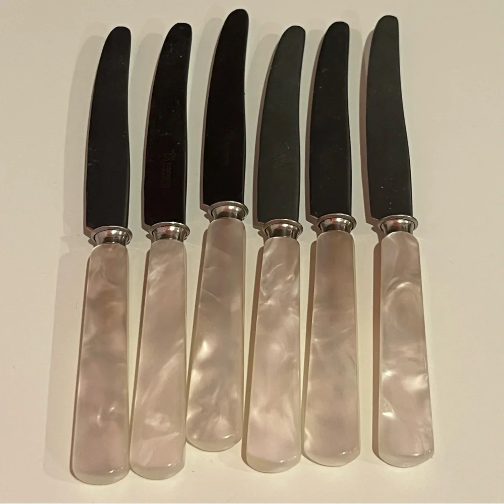 Vintage Faux Mother of Pearl Fork Knife and Pie Server Set